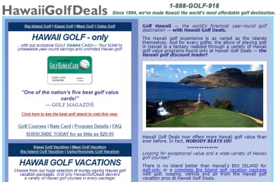 an old design of a deals site for golfing